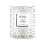 Voluspa Milk Rose, Cloche Textured Glass Candle, 8.5 Ounce, 55 Hour Burn Time, Coconut Wax for Clean Burning, Handcrafted in The USA
