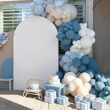 Dusty Blue Balloons, 50 Pcs Pastel Blue White Latex Balloon, 12 Inch Ivory Transparent Helium Balloons For Boy Baby Shower Men Birthday Graduation Wedding Anniversary Proposal Party Decor
