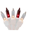 Red And White Christmas Tree Lights With White Wire - 100 Count Warm White & Red Bulbs - Candy Cane Christmas Lights Str