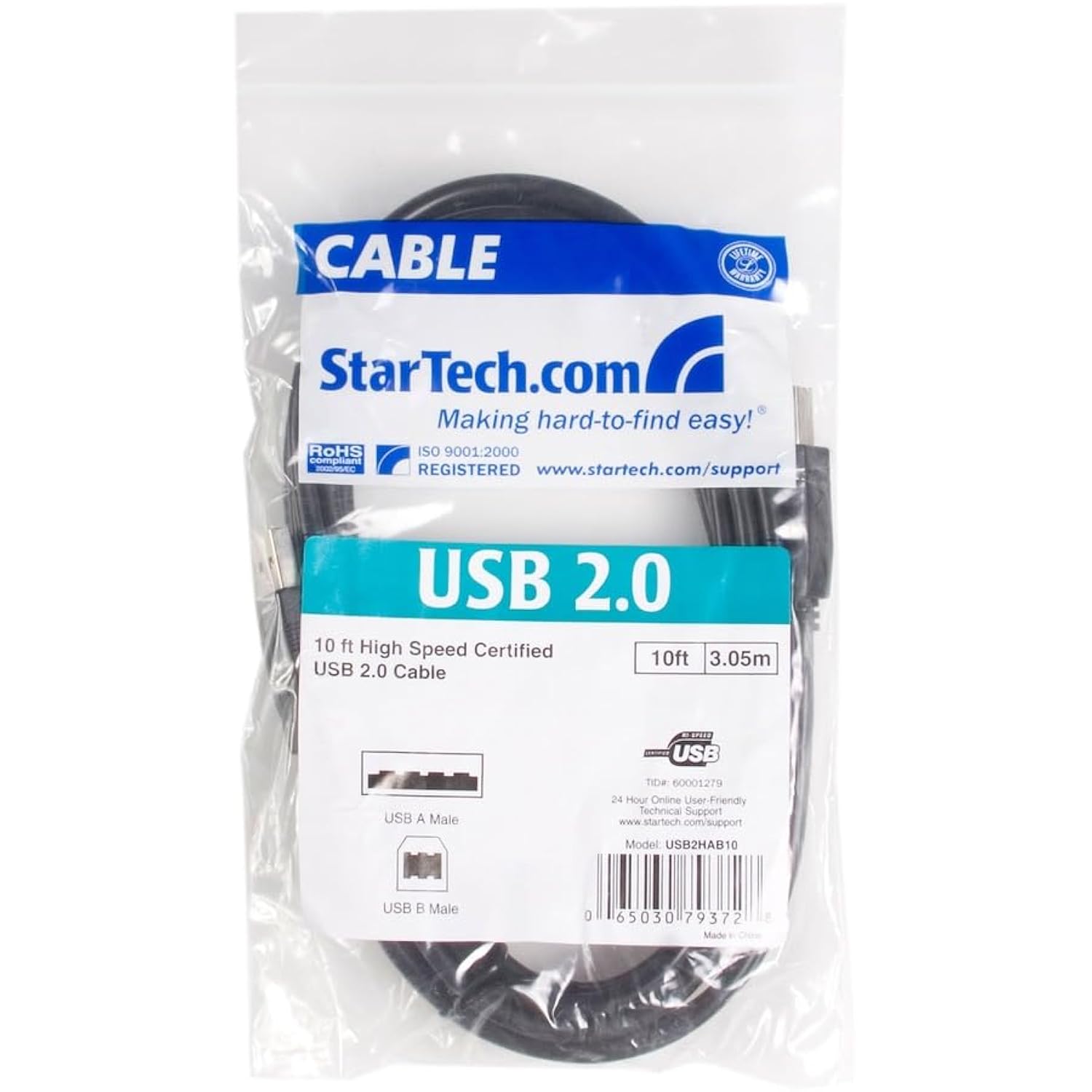 10 Ft Usb 2.0 Certified A To B Cable - M/M - 10Ft Type A To B Usb Cable - 10Ft