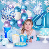 Girls Frozen Balloon Garland Arch for Snow Birthday Party Decorations -63pcs Blue Purple White Balloons with Number 8 foil Balloon for Winter Birthday Décor (Age 8)