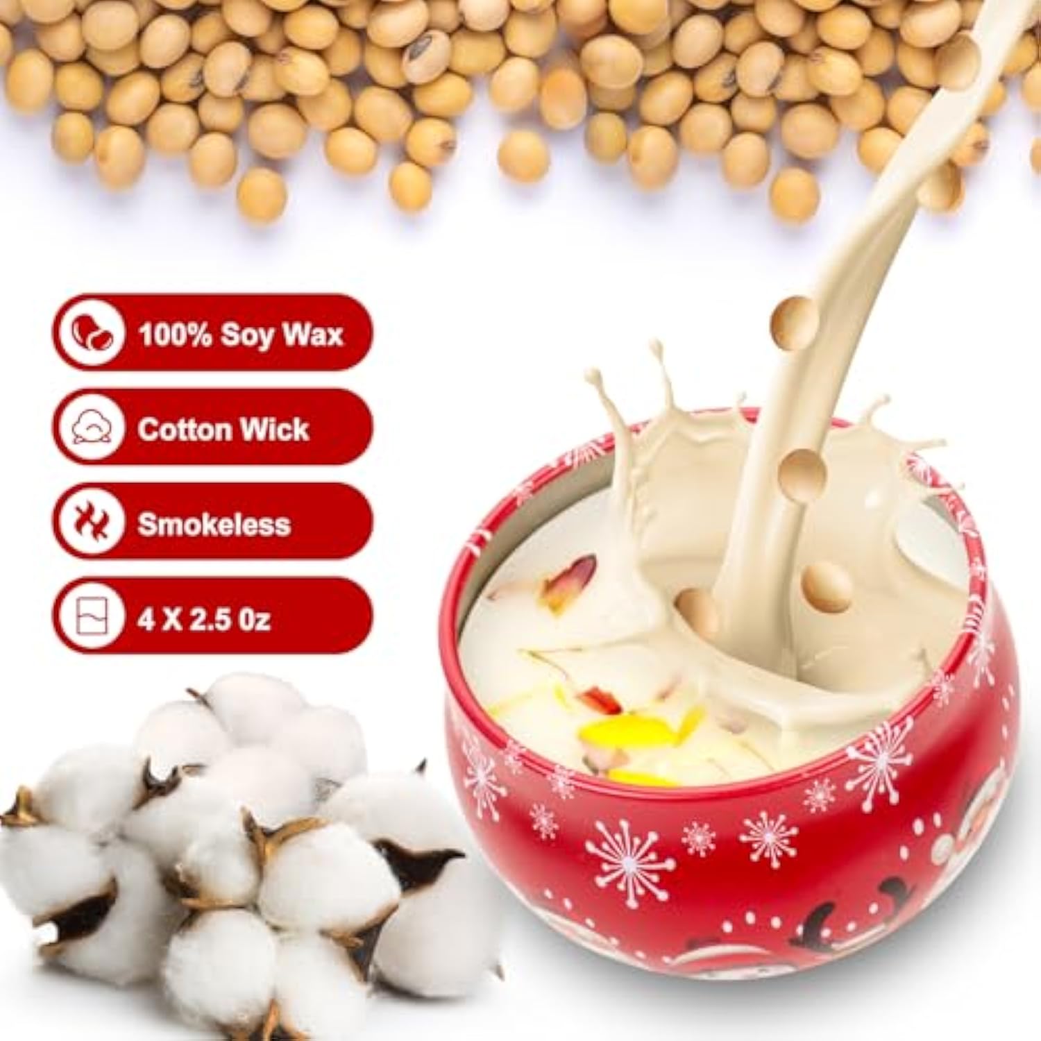 4 Pcs Christmas Scented Candles Gifts For Women - Merry Christmas Candles Bulk, Soy Wax Aromatherapy Candle Set, Small Cookie Jar Candles Tins With Lids For Home Bath Yoga Xmax Holiday Party Favors