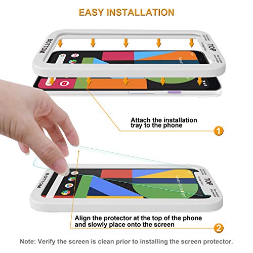 (2 Pack) Designed for Google Pixel 4 Tempered Glass Screen Protector with (Easy Installation Tray) Anti Scratch, Bubble Free