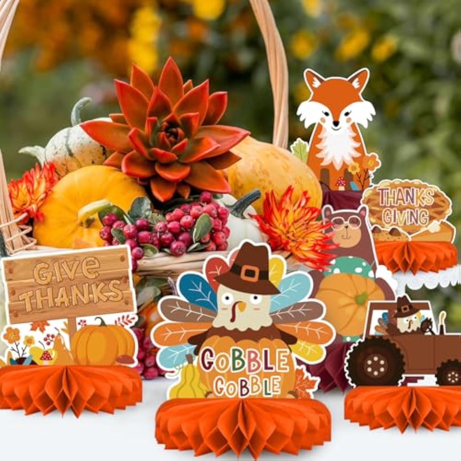 9Pcs Premium Fall & Thanksgiving Party Decorations Set - Autumn Honeyc