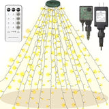 Christmas Tree Lights, 448 Led Christmas Tree Lights With 8 Lighting Modes, 8.2Ft×16 Lines Plug In Cascading Twinkle Lig