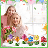 12 Pcs Spring Flower Wood Signs Retro 3D Flowers Table Decoration Rustic Farmhouse Table Centerpiece Floral Block Tabletop Signs For Spring Home Tiered Tray Decor