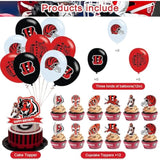 Cincinnati Bengals Party Pack: Banner, Cake Topper, Cupcake Toppers & Balloons