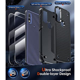 For Moto G Power 2022 Case, Motorola G Play 2023/ Moto G Pure Phone Case With [2 Pack] Screen Protectors, Shockproof Protective Hard Pc Textured Back & Soft Bumper Case For Motorola G Pure, Black