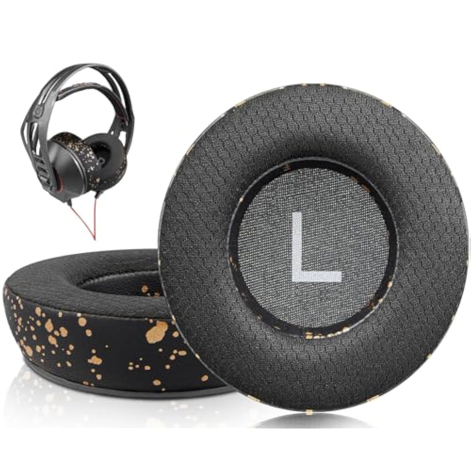 Earpads Replacement For Plantronics (Poly) Rig 400(400Pro Hc, 400Hs, 400Hx, 400Ha), Ear Pads Cushions For Rig 500(500E, 500Hd, 500Hx, 500Hs)/505(505Hs)/515(515Hd) Headset - Rig Mf Black Gold