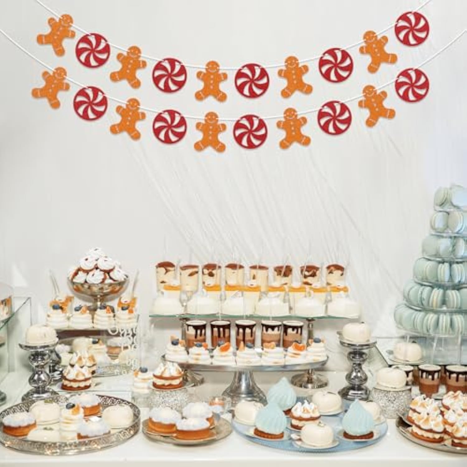 Peppermint Gingerbread Man Garland Christmas Hanging Decorations Gingerbread Winter Holiday Decor Peppermint Christmas Decorations New Year Xmas Holiday Party Supplies