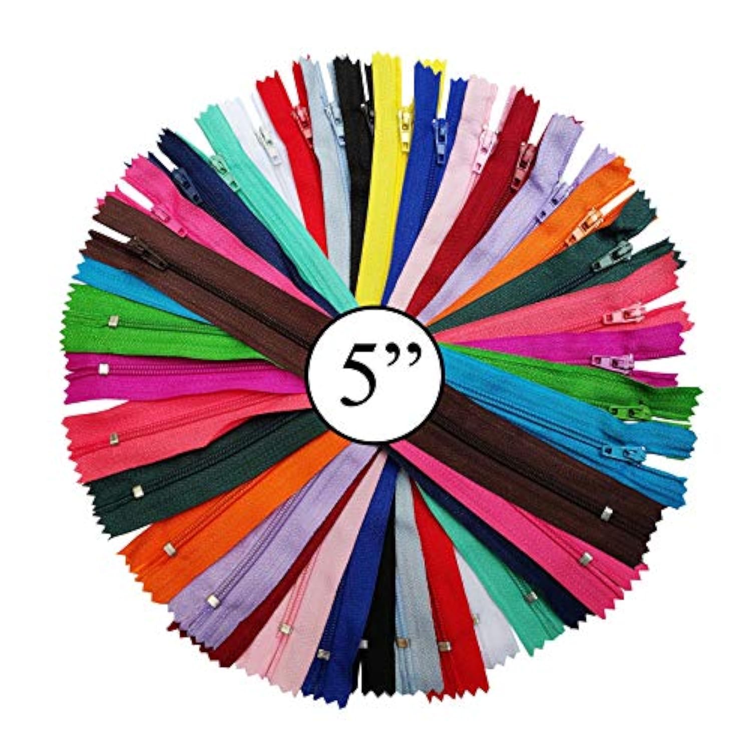Nylon Zippers | Colorful Zippers For Sewing Crafts | 20 Pcs/Pack (5 In
