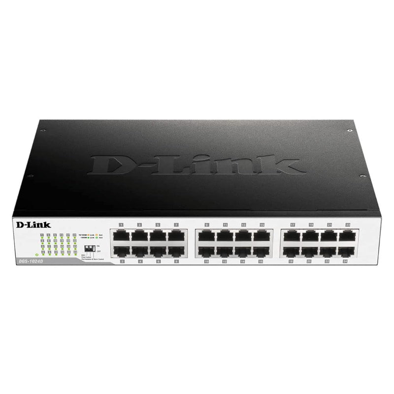 D-Link Ethernet Switch, 24 Port Gigabit Unmanaged Fanless Network Hub Desktop