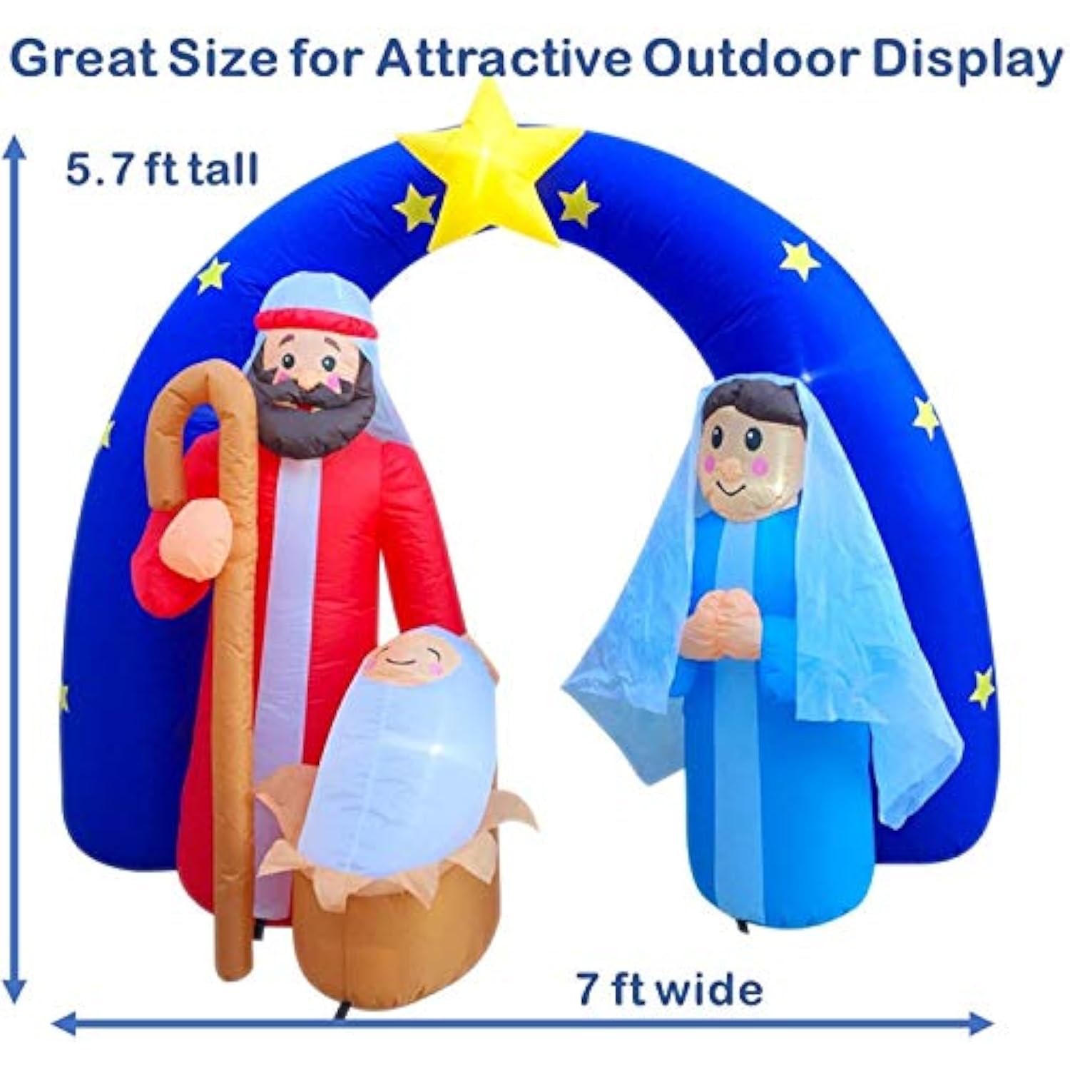 Christmas Inflatables Outdoor Decorations For The Yard Blow Up Nativity Sets Star Of Bethlehem Arch W/Led Lights And Blo