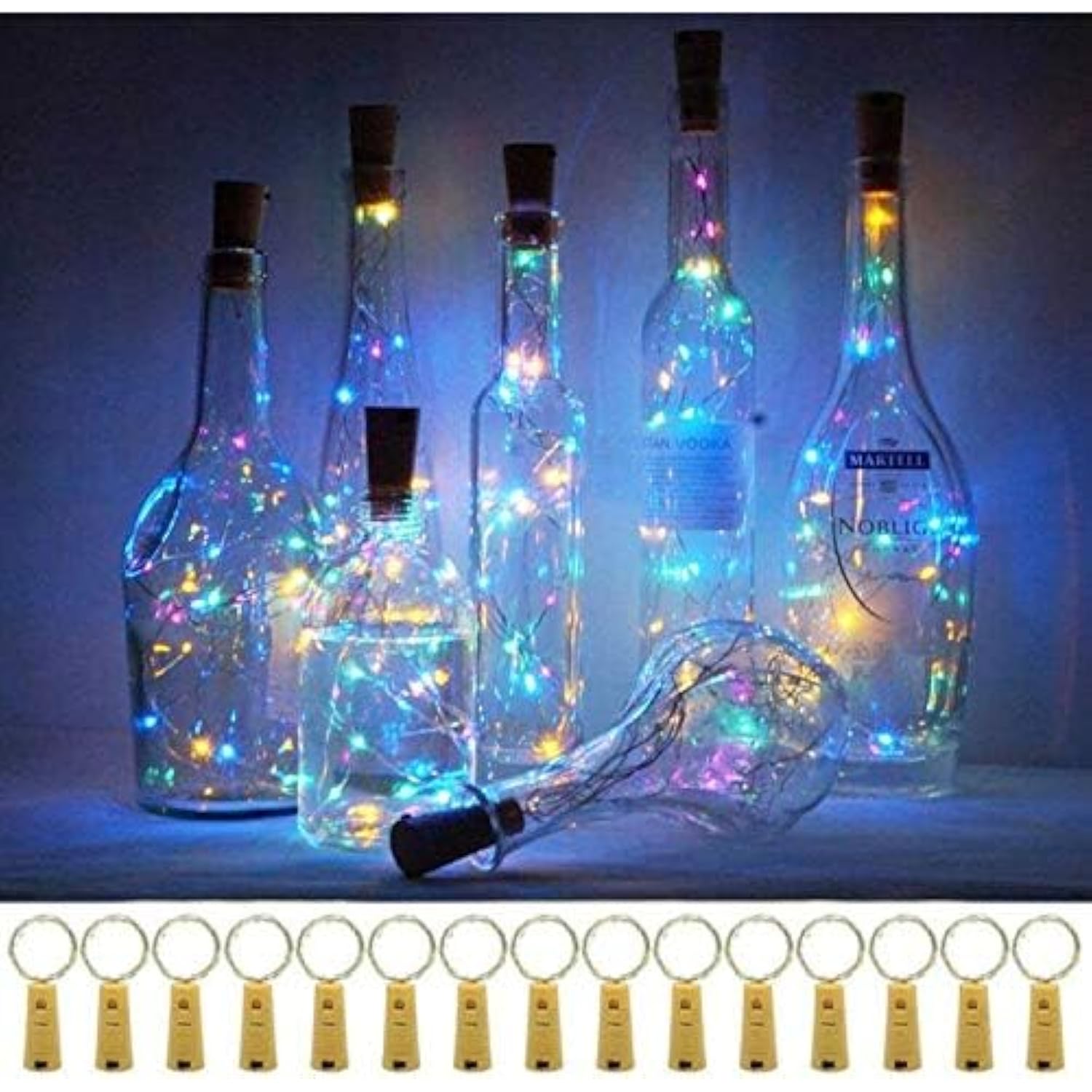 20 Led Wine Bottle Lights With Cork, 15 Pack Battery Operated Cork Shape Fairy Light Waterproof Mini Copper Silver Wire