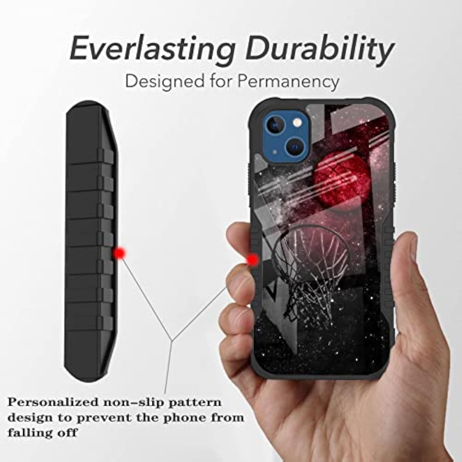 Compatible With Iphone 13/14 Case Cool Basketball Universe Starry Sky Design, Edge Protection Shock-Proof Anti-Scratch Hard Back And Tpu Frame Drop Proof Iphone 13/14 Case For Boys Men