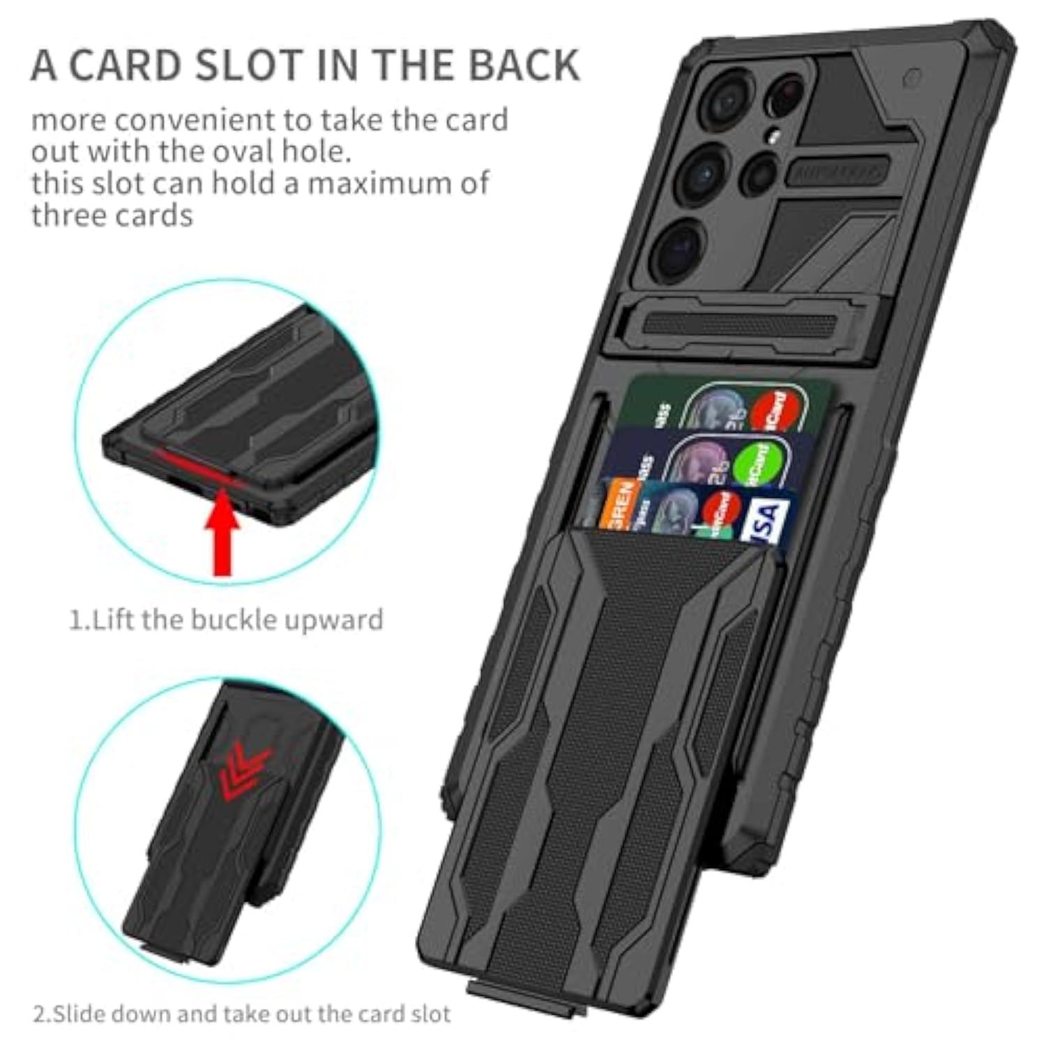 Samsung Galaxy S22 Ultra Wallet Case With Card Holder, Samsung S22 Ultra Case With Screen Protector [ Soft 2 Pack ] Military Grade Shockproof Case For Galaxy S22 Ultra 6.8''