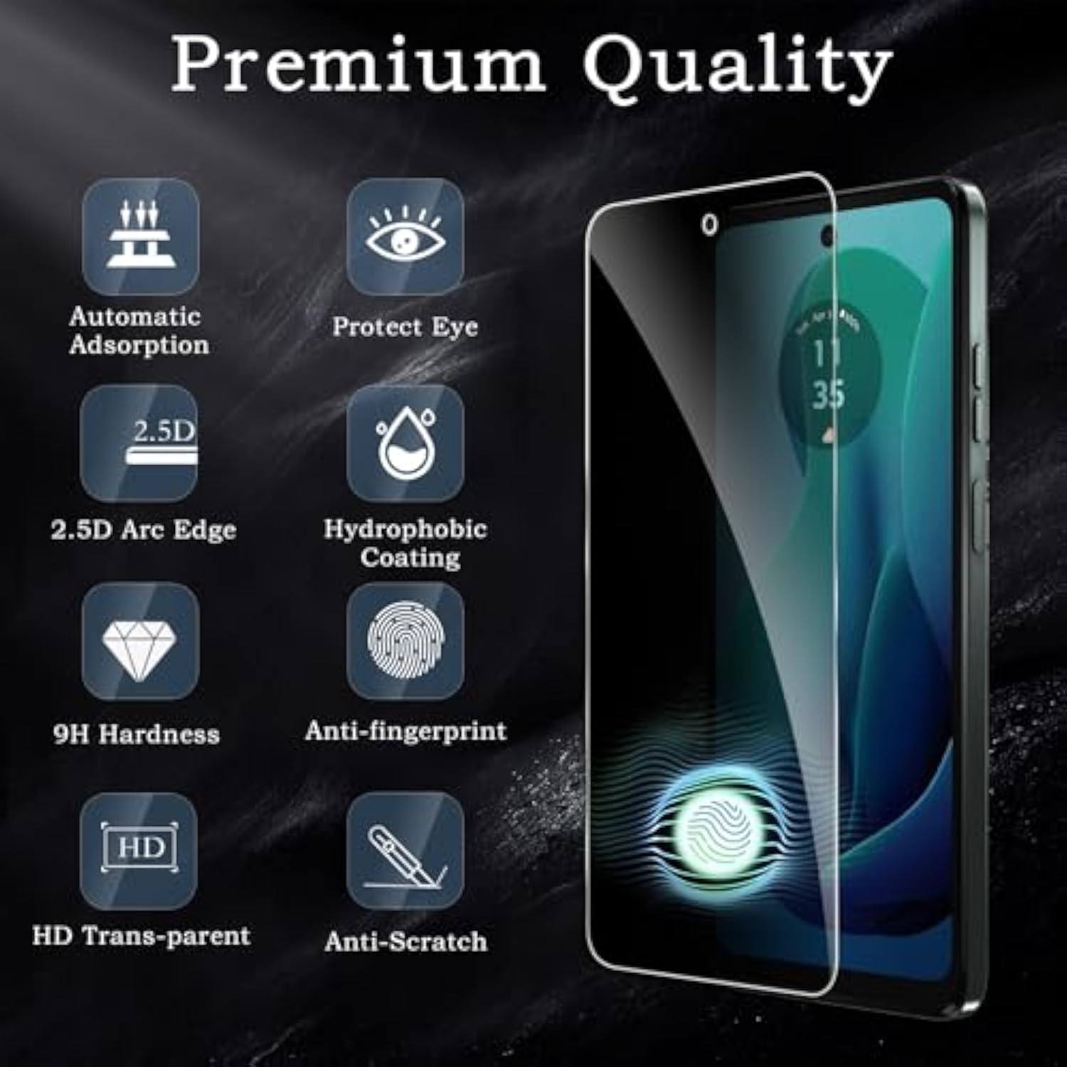 Privacy Screen Protector For Motorola Moto G 5G 2024, Shatterproof Tempered Glass Accessories, Anti Spy Tempered Glass Film, Case Friendly Ultra Resistant 9H Hardness Anti-Glare Hd Black -3 Pack