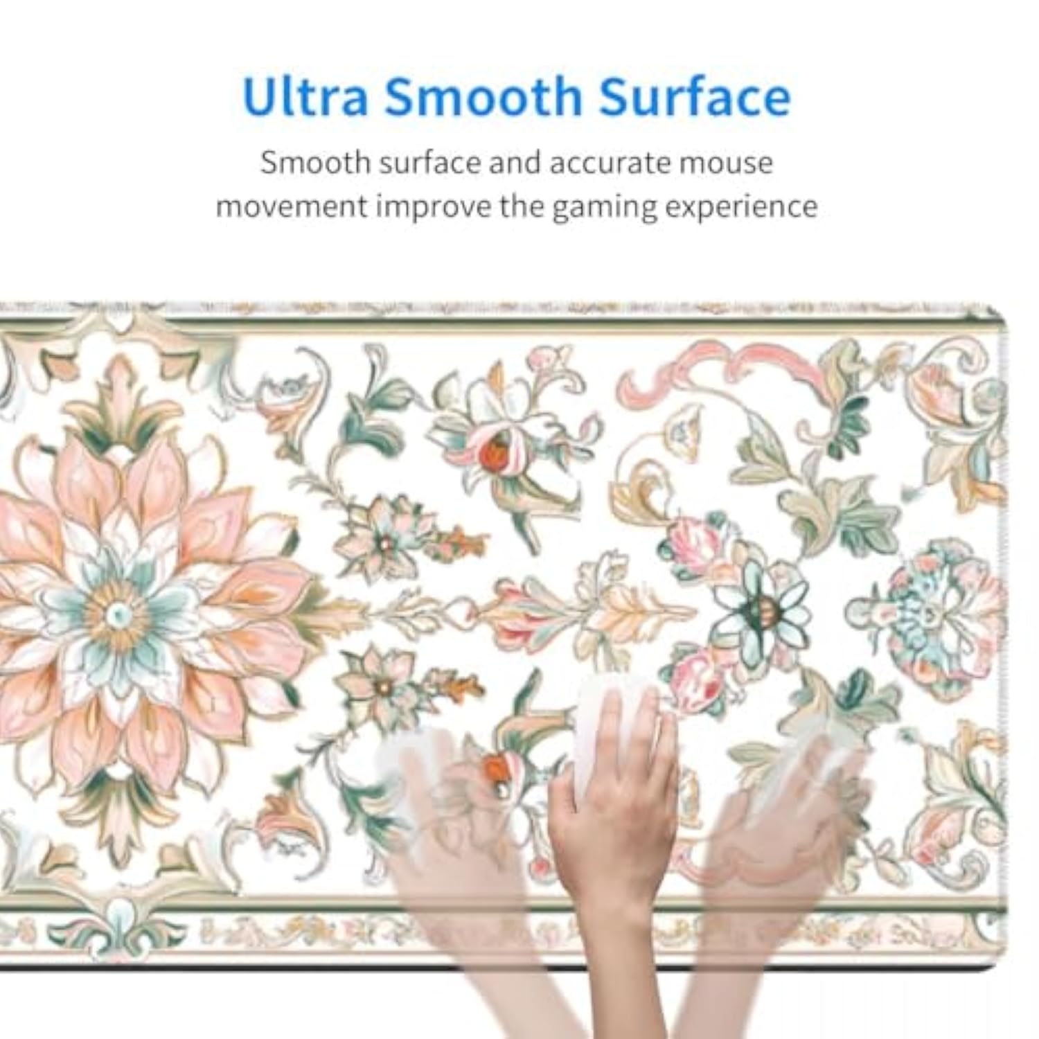Desk Pad,Office Desk Mat 31.5"×11.8" Large Gaming Mouse Pad,Durable Extended Computer Mouse Pad,Waterproof Thick Big Mouse Pads With Non-Slip Rubber Base Office Home Romantic Floral Rug