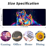 Wolf Gaming Mouse Pad, Colorful And Black Background Mousepads For Gaming Home Office Work, Extended Mats Computer Keyboard Laptop, 31.5×11.8 Inch Large Desk Mat With Non-Slip Rubber Base