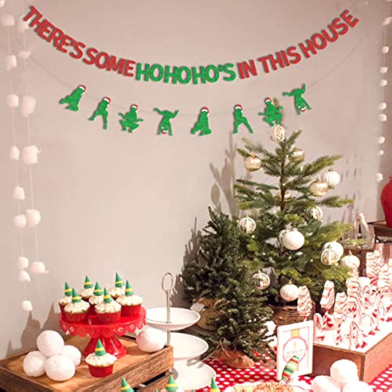Funny Christmas Banner There'S Some Ho Ho Hos In This House Banner Garland Red And Green Christmas Winter Holiday Birthday Bachelorette Party Decorations