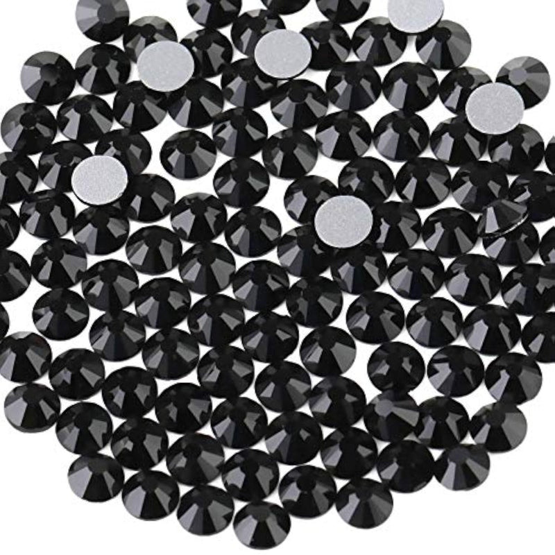 Flat Back Crystal Rhinestones Round Gems, Black (4.6-4.8Mm) Ss20/1440Pcs