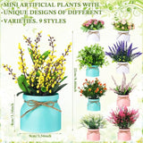 9 Pcs Artificial Pot Flowers Small Fake Plants In Vase Artificial Faux Potted Plants With Flowers Tabletop Faux Spring Centerpiece For Wedding Farmhouse Home Table Decor