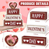 4 Pcs Valentine'S Day Wooden Signs Heart Truck Table Decor Rustic Distressed Valentines Centerpieces Blocks Farmhouse Tiered Tray Decor Valentine Day Decorations For Home Desk Shelf(Heart)