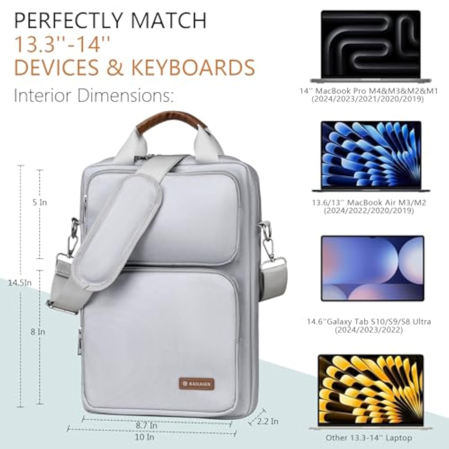 13.3-14 Inch Laptop Sleeve Bag, Laptop Bag For 14'' Macbook Pro M4 2024,14'' Macbook Pro M3&M2&M1 2023/2021, 13.6/13'' New Macbook Air M3/M2 2024/2022,Tab S8 Ultra 14.6",With Shoulder Strap(Silver)