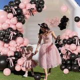 Pink Black Balloon Garland Arch Kit, 141Pcs Pink And Black Balloons Different Sizes 18 10 5 Inch And Bows For Coquette Birthday Wedding Baby Shower Bridal Shower Party Decorations