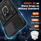 T-Mobile REVVL 8 Pro Phone Case with 2 HD Screen Protectors, Heavy Duty Shockproof 360° Rotation Metal Kickstand Military Grade Protective Case for Revvl 8 Pro 5G Black