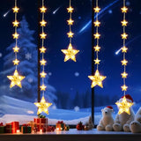 32 Stars Christmas Window Lights, Ip65 Waterproof 52 Leds Twinkle Star Fairy String Lights With 8 Modes Timer, Warm Whit