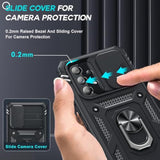 Compatible For Samsung Galaxy A53 5G Case With Slide Camera Cover + (2 Packs) Tempered Glass Screen Protector, 360 Full Body -Grade Phone Case With Kickstand, Black