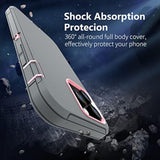 For 13 Pro Max Case , 12 Pro Max Case, Heavy Duty Shockproof 3 In 1 Silicone Rubber Hard Pc Rugged Durable Phone Cover For 12 Pro Max &13 Pro Max Phone 6.7 Inch. (Gray/Pink)