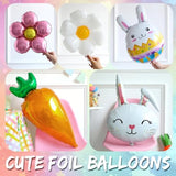 Pastel Easter Bunny Balloon Arch Kit,149Pcs Pastel Rainbow Balloon Garland With Easter Eggs,Bunny,Daisy,Carrot Foil Balloons For Baby Shower Fairy Princess Birthday Spring Tea Party Decoration