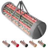 Christmas Wrapping Paper Organizer Storage, 41" Gift Wrapping Paper Storage Containers, Clear Pvc With Durable 600D Oxford Fabric Gift Wrap Paper Holder Fits 18-25 Rolls, Grey