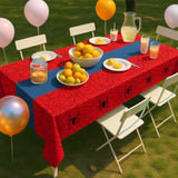 6-Pack Spider Theme Tablecloths - 54X108 Inch Disposable Plastic Table Covers For Birthday & Halloween Parties, Red & Blue Web Design Decorations For Little Ones, Adults, Indoor/Outdoor Event