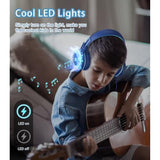 Kids Headphones With Led Lights For School, Upgrade Usb Type C Kid Headphone With Microphone, Volume Limiter 85/94Db, Wired On Ear Headphones For Boys/Girls/Tablet/Travel -Blue
