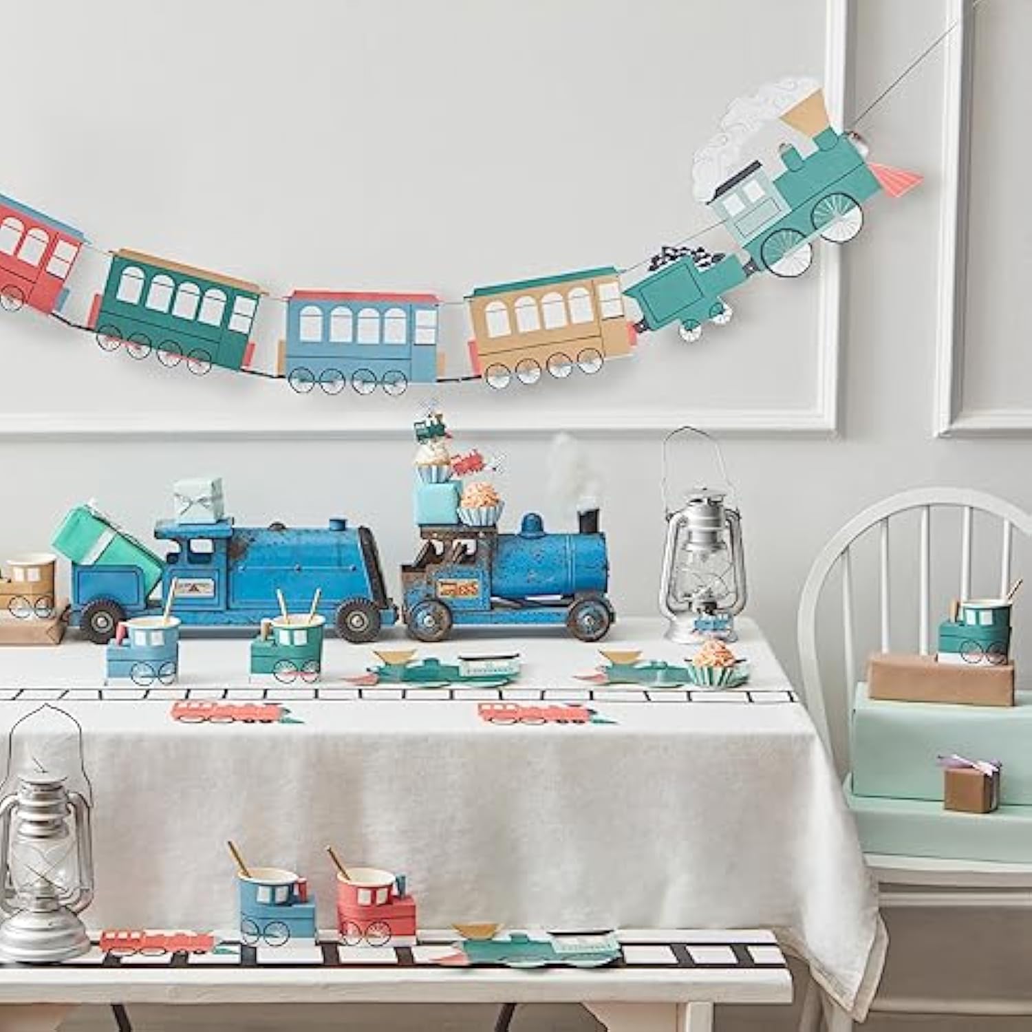 Meri Meri Trains Party Banner (Pack of 1), 10' Party Garland Including Excess Cord