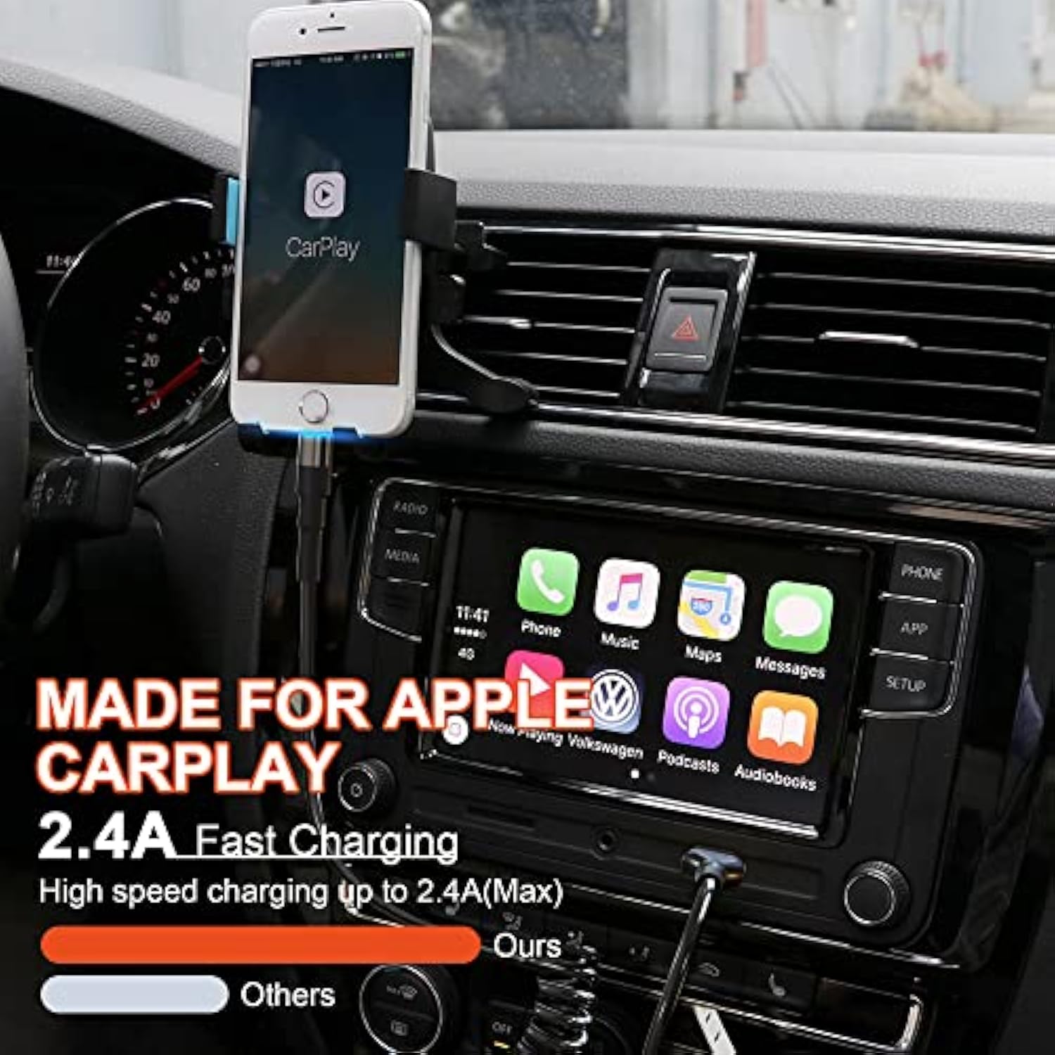 Coiled Lightning Cable Apple Carplay Compatible [Apple Mfi Certified] Short Usb To Lightning Apple Carplay Cable With Data Sync And Led, Retractable Iphone Charger Cord For Iphone/Pad/Pod