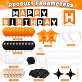 Orange Black White Halloween Birthday Balloons Banner with Stars Roses & Candles