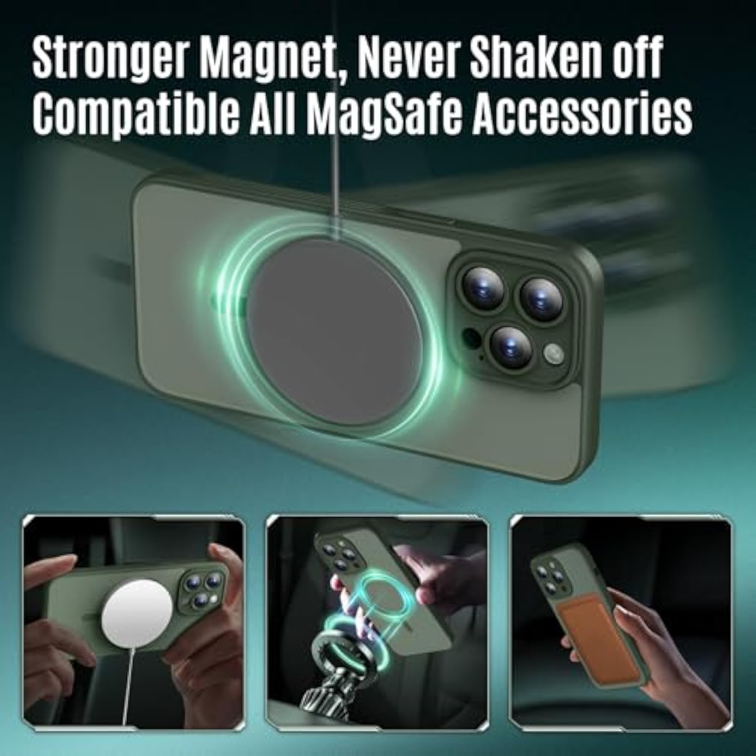 Designed For Iphone 14 Pro Max Case, Compatible With Magsafe, With Privacy Screen Protectors X2, [Camera Protection] [15Ft Military Drop Protection] Shockproof Phone Case, 6.7", Alpine Green