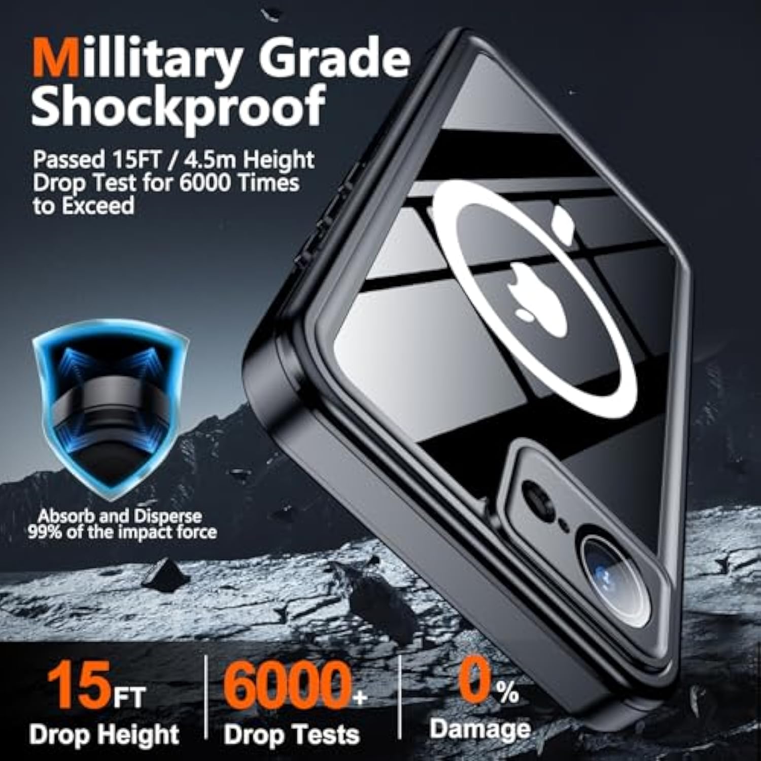 Magnetic For Iphone 16E Case Waterproof,Built-In Screen & Camera Lens Protector[Ip68 Underwater] [Military Grade Shockproof] Full Body Protection Phone Case, Black
