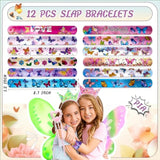 144 Pcs Butterfly Party Favors Set With Butterfly Straws Keychains Slap Bracelet Tattoo Stickers Wristbands Hair Clips Goodie Bags Butterfly Party Supplies Butterfly Birthday Decorations