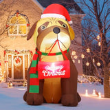 5 Ft Christmas Inflatables Outdoor Decorations, Xmas Blow Up Cute Dog Inflatable With Built-In Leds For Christmas Indoor