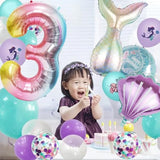 Mermaid Birthday Decoration Mermaid Foil Large Number Balloons For Girls Under The Sea Mermaid Theme Baby Shower Birthday Favors?40Inch Number Balloon 3?