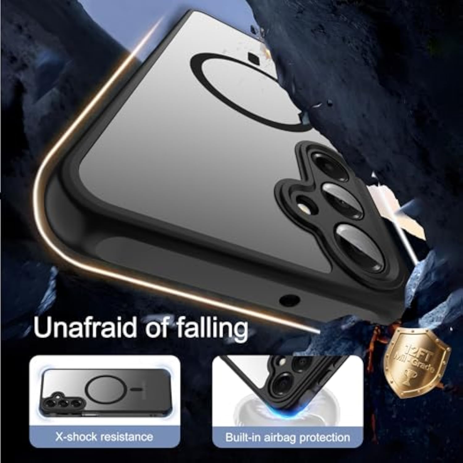 Magnetic Samsung Galaxy A16 5G Phone Case with Screen Protector and Built-in Magnets for Military Grade Drop Protection and Anti-Fingerprint Matte Finish