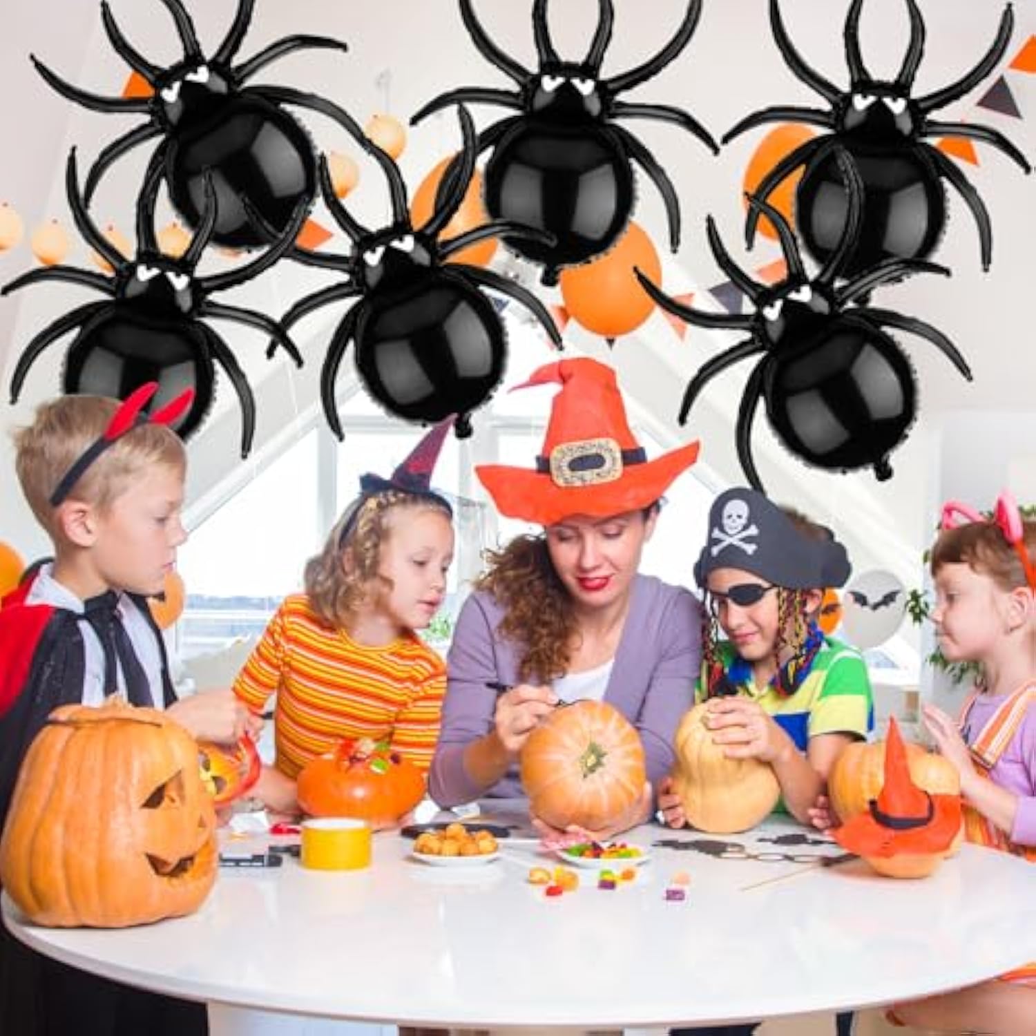 10PCS Halloween Spider Balloon Set 32" Large Foil Balloons for Spooky Party Decorations