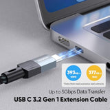 Usb C Extension Cable 20Ft/6M, Extra Long Usbc Extender 100W Fast Charging, 5Gbps Data Transfer, 4K@60Hz Usb-C 3.1 Male To Female Durable Braided Cord For Iphone16 Galaxy S25/24 Laptop Camera Tablet