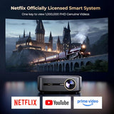 [1200 Ansi & Audio By Dbx-Tv] Projector With Wifi 6 And Bluetooth, 30W Speakers, Built In Netfiix App & Doiby Audio Outdoor Proyector, Auto Focus & Keystone Native 1080P Smart Projector, Black
