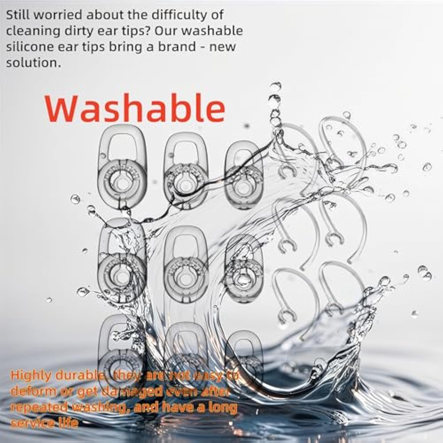 Replacement Earbuds Ear Tips, Ear Hook Loops, For Plantronics M155 M165 M1100 M100 M55 M28 M25 Voyager Edge, 6Pcs Bearloops Earhook 9Pcs Ear Bud Gel S/M/L, With Storage Box (Clear+Clear)